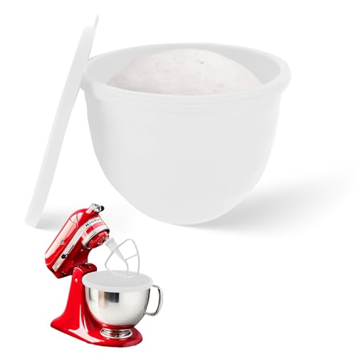 Silikoneinsatz für Kitchenaid, Silikonschüssel Verdickt Zubehör für Kitchen Aid Küchenmaschinen, Schüssel für Kitchen Aid Mixer TILT-HEAD 4.8L Küchenmaschine, Silikon Rührschüssel (Weiß)