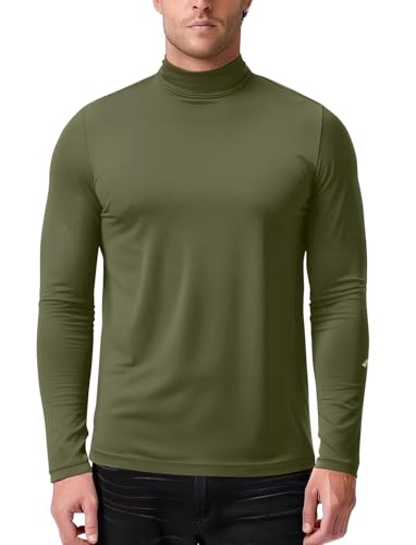 Zengjo Mock Turtleneck For Men Long Sleeve Thermal Golf Sport Base Layer Shirt