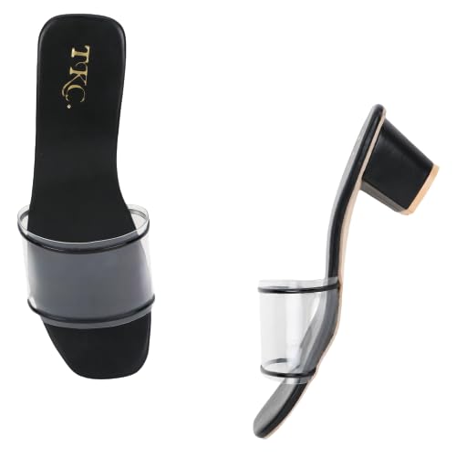 RBK CART Transparent Block Heel Sandal For Women Comfort Latest Heel Sandal (Black-41) (B0CJ9GM247) Amazon Price History, Amazon Price Tracker