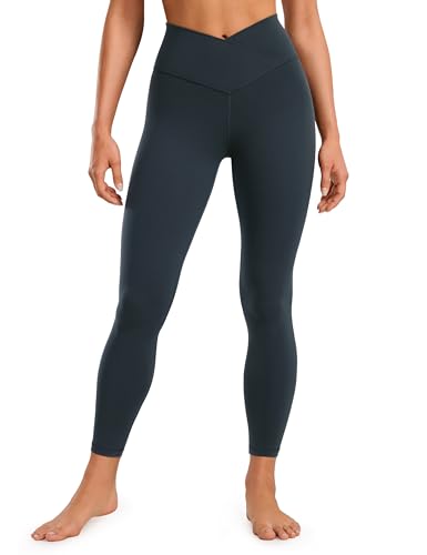CRZ YOGA Womens Butterluxe Cross Waist Träning Leggings 25' / 28'- V Crossover High Waisted Gym Athletic Yoga Leggings Sann marin XXS
