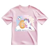 t-shirt in cotone adatto al compleanno 6 anni con tema unicorno (rosa, 5/6 anni)