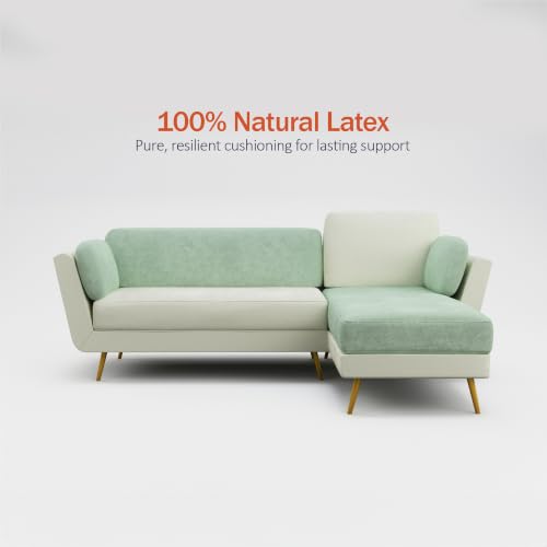 Image of Nuvola Air Premium Latex Fabric Sofa | 3, 4 & 5 Seater Options | 2 & 3-Toned Variants | Ultra-Soft Deep Seating Comfort | Modern Living Room Sofa | 3-Year Warranty (Mint Green & White, RHS, 4)
