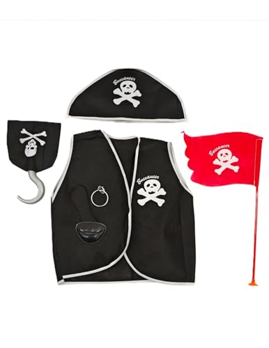 Image of BookMyCostume Pirate Costume Accessory Set Collection - Role-Play Outfit, Captain Vest, Hat & Themed Props for Kids - Ideal for Halloween, School Annual Day, Theme Parties & Return Gifts | 6-12 Yrs