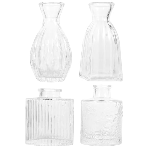 Jarrones De Vidrio 4 Uds. Floreros Individuales Maceteros Pequeños Y Transparentes Contenedores De Plantas Vintage para Forzar Bulbos De Jacinto Arreglos De Boda