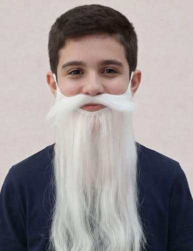 Image of BookMyCostume White Beard & Moustache Old Man Drama Kids & Adults Fancy Dress Costume Accessory Free Size