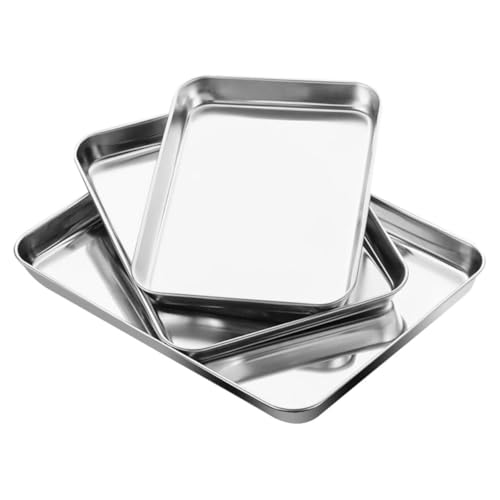 VALICLUD 3 piezas Bandeja Inoxidable para Cocina Bandeja para Hornear y Cocinar al Vapor Plato Multiusos Grande y Resistente para Barbacoa y Restaurante