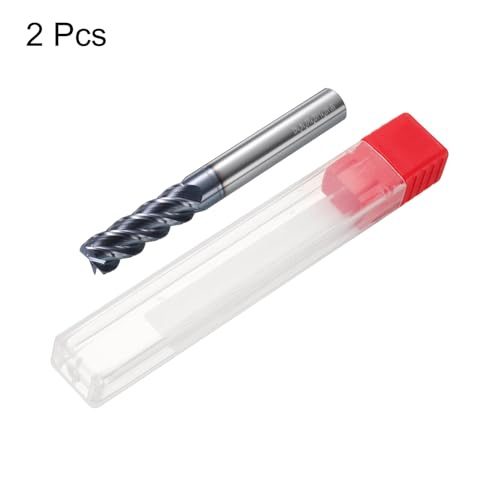 Image of HARFINGTON 2pcs Carbide Square Nose End Mill Bit 1 /2 inch Cut Dia 4 Flutes TiAlN Coated Milling Cutter for Hardened Steel Metal (1 /2 inch Shank 1-1 /2 inch Cut Length 4 inch Long 45 Degree HRC49-51)