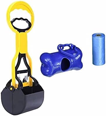 RvPaws Dog Poop Scooper, Pet Waste Potty Picker, Large, 11 Inch & Bone Dispenser with Set of Waste Pick up Poop Bag for Dogs & Pets 1 Dispenser & 2 Rolls with 15 Bags Each