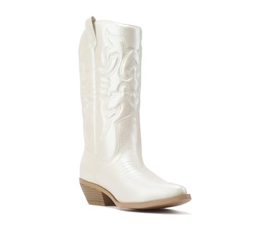 Image of Soda RENO ~ Women Western Cowboy Stitched Pointe Toe Low Heel Ankle Mid Shaft Fashion Boots