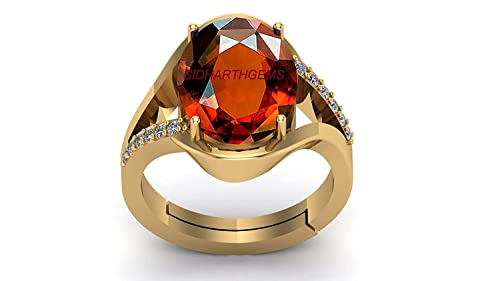 Hessonite naturelle bague Gomed en argent pour équilibre astrologique et bien-être
