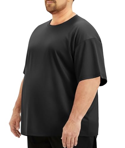 Image of BOOJO Workout Mens Shirts - Casual Black Quick Dry Moisture Wicking T-Shirts Crew Neck Short Sleeve for Gym Athletic Running