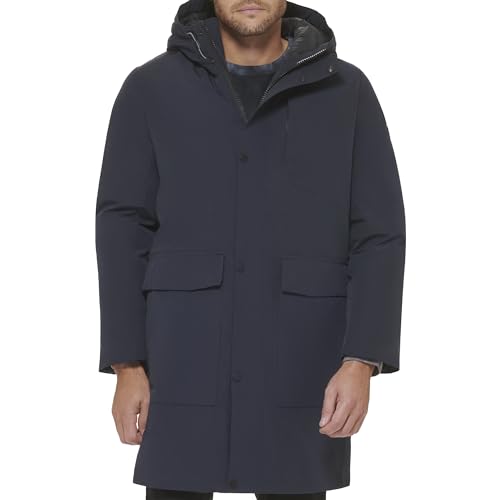 Image of DKNY Men's Water Resistant Hooded Logo Parka Jacket