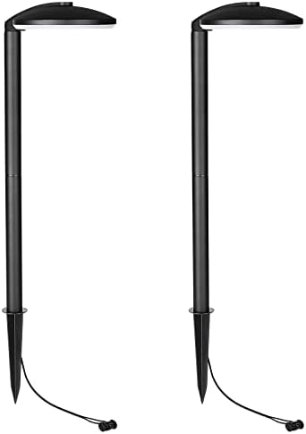 MULANDI 2.5W Low Voltage Landscape Path Lights, 12V 250 Lumen Outdoor Light, Aluminum Body and Frost Shade with Plastic Spike, 3000K Warm White for Walkway, Driveway, Yard, Patio Lawn Lamp