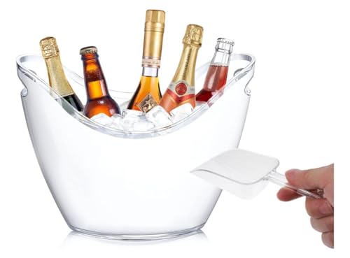 Opiniones de Hielera de cristal los mejores 5. 46 Hielera Acrílica Premium, 8 L, Con Pala para Hielo, Asas Integradas, 34.5 x 27 cm