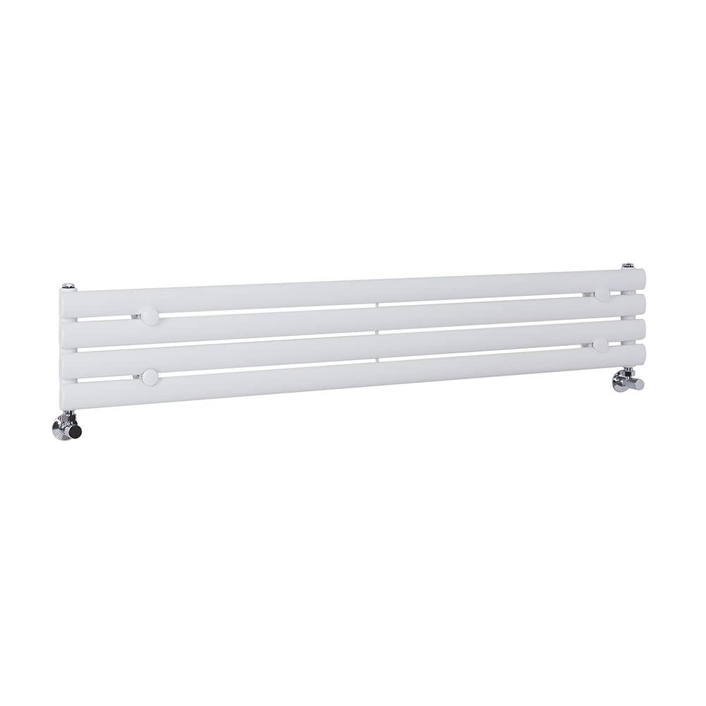 Milano Aruba White Horizontal Single Oval Panel Radiator - 236mm x 1400mm