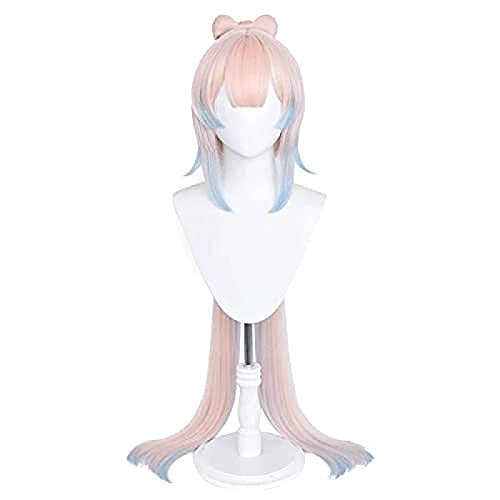 QDPJ langes Ombre-Haar für Genshin Impact Sangonomiya Kokomi Cosplay Perücke mit Pony-Clip Pferdeschwanz und Perückenkappe Cover