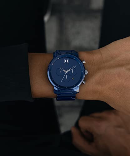 Image of MVMT Ceramic Analog Blue Dial Men Watch-28000204-D, Blue Band