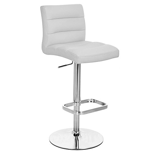 Zuri Furniture Gray Lush Adjustable Height Swivel Armless Bar Stool with Chrome Base