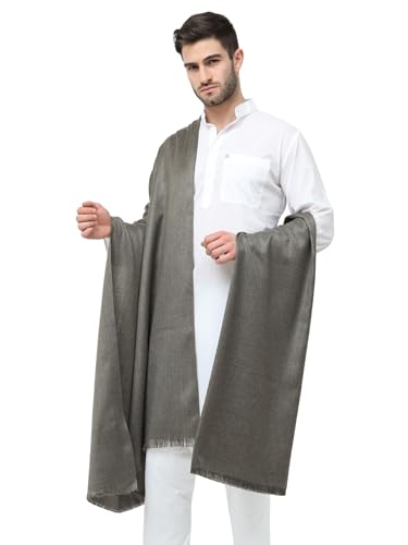 Image of Arvore Bunkaar Dhariwal Men's Plain Faux Cashmilon Woolen Shawl /Lohi (Grey, 45 inchx100 inch)