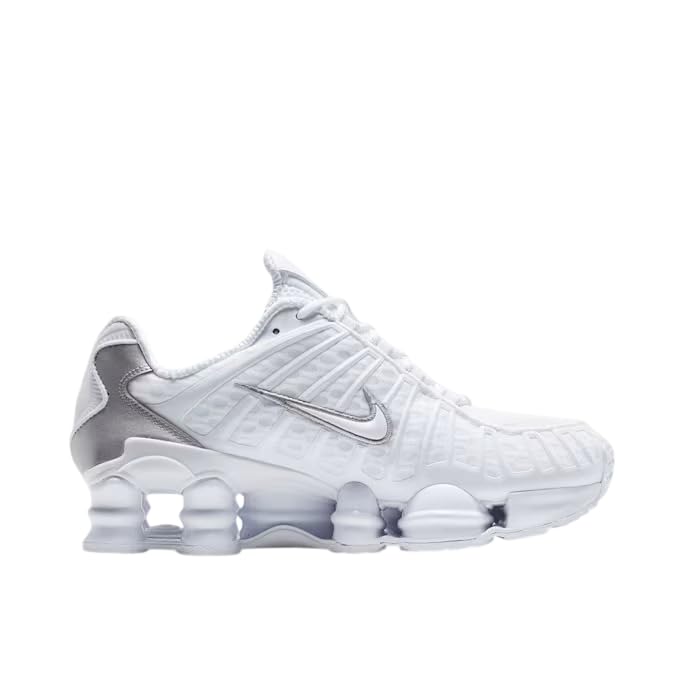 Nike Femme Shox TL Sneaker, Blanc métallisé argenté Max Orange, 45 EU