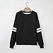 Sweatshirt for Teen Girls Oversized Varsity Striped Crewneck Sweatshirts Long Sleeve Drop Shoulder Pullover Tops Black