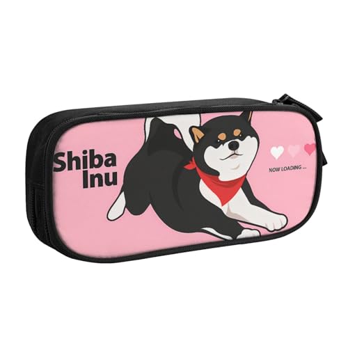 柴犬 黒柴2 大容量化粧ポーチ ファスナー付き化粧ポーチ Black