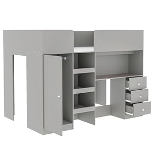 Ballcastfullsizeloftbedwithbuiltinwardrobedesksturdywoodbedframewstorageshelvesdrawersspacesavingeasyassemblycompactbedroomfurnituresetforboysgirlsteensgrey  Urban Country Home Decor Ball cast full size loft bed with built in wardrobe desksturdy wood bedframe wstorage shelves drawersspace savingeasy assemblycompact bedroom furniture set for boys girls teensgrey  urban country home decor