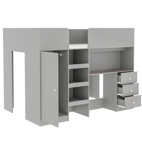 Ballcastfullsizeloftbedwithbuiltinwardrobedesksturdywoodbedframewstorageshelvesdrawersspacesavingeasyassemblycompactbedroomfurnituresetforboysgirlsteensgrey  Urban Country Home Decor Ball cast full size loft bed with built in wardrobe desksturdy wood bedframe wstorage shelves drawersspace savingeasy assemblycompact bedroom furniture set for boys girls teensgrey  urban country home decor