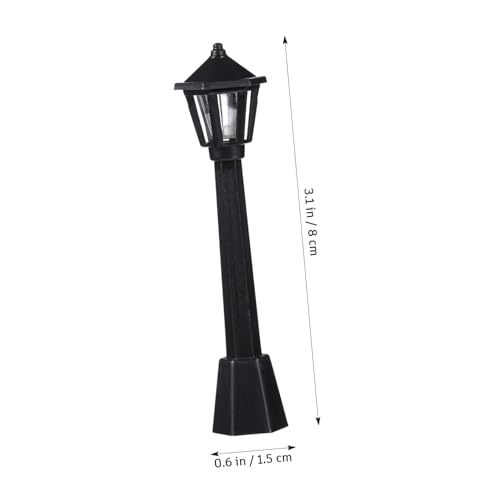 Abaodam 9 Peças Mini Trens Preto Decoração Miniaturas Acabamento Preto Poste De Luz Em Miniatura Pos