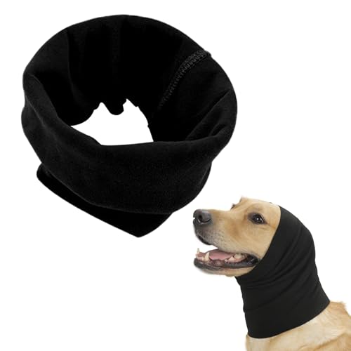 banjiabb Hundehals und Ohrenwärmer für Hunde,Gehörschutz Hund,Gehörschutz Für Hunde,Ohrenschutz Hund,Hunde Gehörschutz,Gehörschutz Hund Silvester,Ohrenschützer Hund,Hunde Ohrenschutz(M,Schwarz)