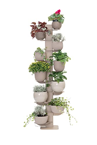 ALUBOX HYDRA Porta Piante Da Esterno E Interno A Colonna Autoportante 167X49X30 Cm Porta Vasi Da Interno E Esterno Con Telaio In Alluminio E 10 Mensole In Lamiera Zincata 15,2 Kg (SABBIA)