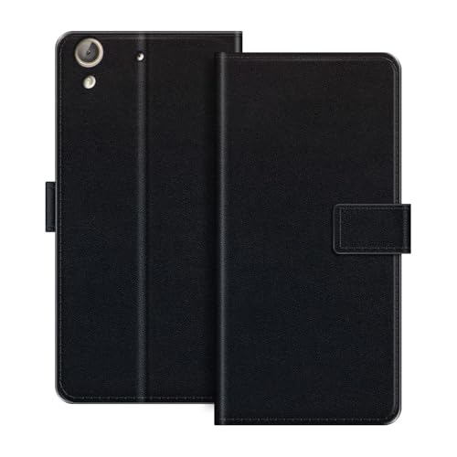 ESACMOT Funda de Cartera de Cuero Compatible con Huawei Y6 II Funda Tipo Libro con Tarjetero y Soporte, Cierre Magnético, Estilo Folio Resistente a (Negro)