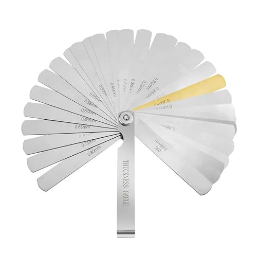 Jauge d'epaisseur - jeu de cales d'epaisseur 32 lames en acier inoxydable - Lames de 95 mm - Outil de Mesure Polyvalent pour Moteurs, Bougies et Soupapes -...