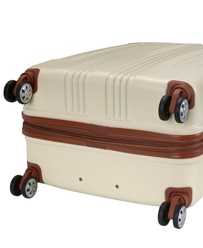 Image of Rockland London Hardside Expandable Spinner Wheel Luggage, White, Checked-Large 28-Inch