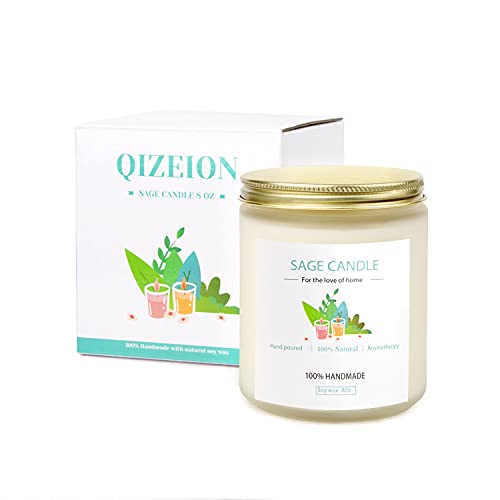 Sage Candle For Cleansing House, 8Oz 45 Hrs,Soy Wax Sage Scented Candles For Home Scented Candle, For House Energy Cleansing, Banishing Negative Energy, Purification And Healing,Women Gifts #TOP3