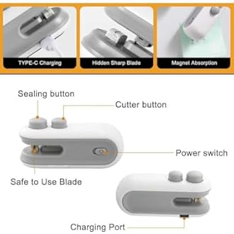 Wazdorf Sealing Clip - Portable Mini Sealing Machine Handheld Packet Sealer for Food, Snacks, Chips, Fresh Storage, Plastic Bag Sealing Machine, Multicolor
