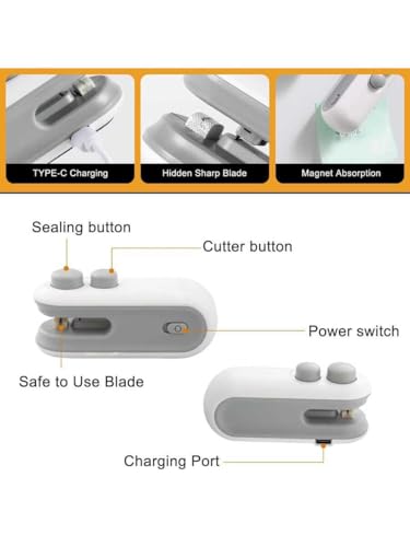 Wazdorf Sealing Clip - Portable Mini Sealing Machine Handheld Packet Sealer for Food, Snacks, Chips, Fresh Storage, Plastic Bag Sealing Machine, Multicolor