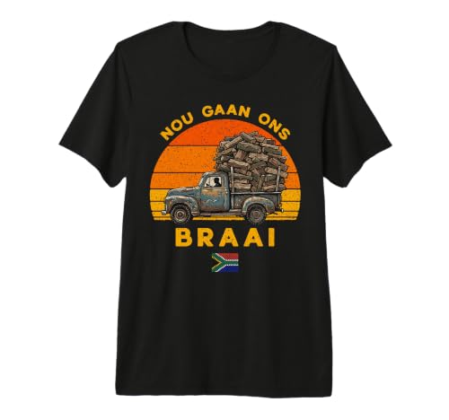 NOU Gaan Ons Braai Vintage Truck Firewood Sunset Premium Tri-Blend T-Shirt