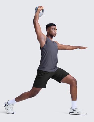 CRZ YOGA Men's Linerless Workout Shorts - 9'' Quick Dry for Running Sports Athletic Gym with Pockets3