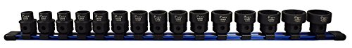 Astro Tool 78215 15-Piece 1/2" Drive Low Profile Nano Impact Sockets - Metric