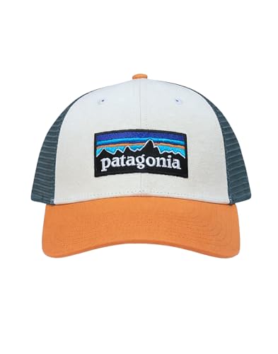 Patagonia P-6 Logo LoPro Trucker Hat - White w/Peach Sherbet