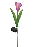 Lightahead Solar Powered LED Purple Lily Flower Garden Stake, Light Decorative Night Lamp for Garden Party, Festival Christmas House Decoration