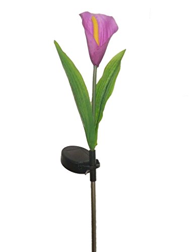 Lightahead Solar Powered LED Purple Lily Flower Garden Stake, Light Decorative Night Lamp for Garden Party, Festival Christmas House Decoration