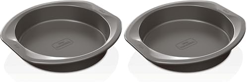 Ninja B30309 Foodi NeverStick Premium 9 inch Round Cake Pan, Nonstick, Oven Safe up to 500⁰F, Dishwasher Safe, Grey (Pack of 2)