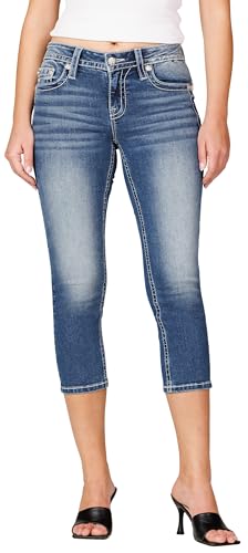 Miss Me Women's Nerissa Faux Flap Pockets Mid-Rise Capri Jeans2