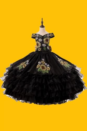 Vestido Vintage de Niña Bordado con Mangas y Moños miniatura 3