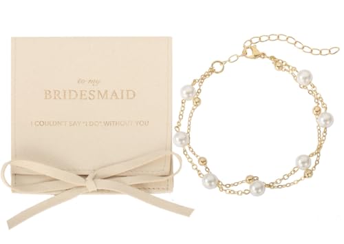 enasal Bridesmaid Proposal Gifts,Will You Be My Bridesmaid, Pearl Bracelets for Women,Maid of Honor Gift from the Bride, Layered Bracelets for Wedding Bridal Party (1Pcs)