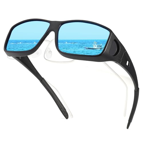 TJUTR Polarized Over Glasses Sunglasses for Men & Women, Trendy Wrap Around Sun Glasses UV400 Protection Shades