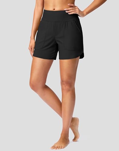 G Gradual Women's 5" Swim Board Shorts Quick Dry High Waisted Beach Shorts for Women Swimsuit Bottoms with Liner Pockets2