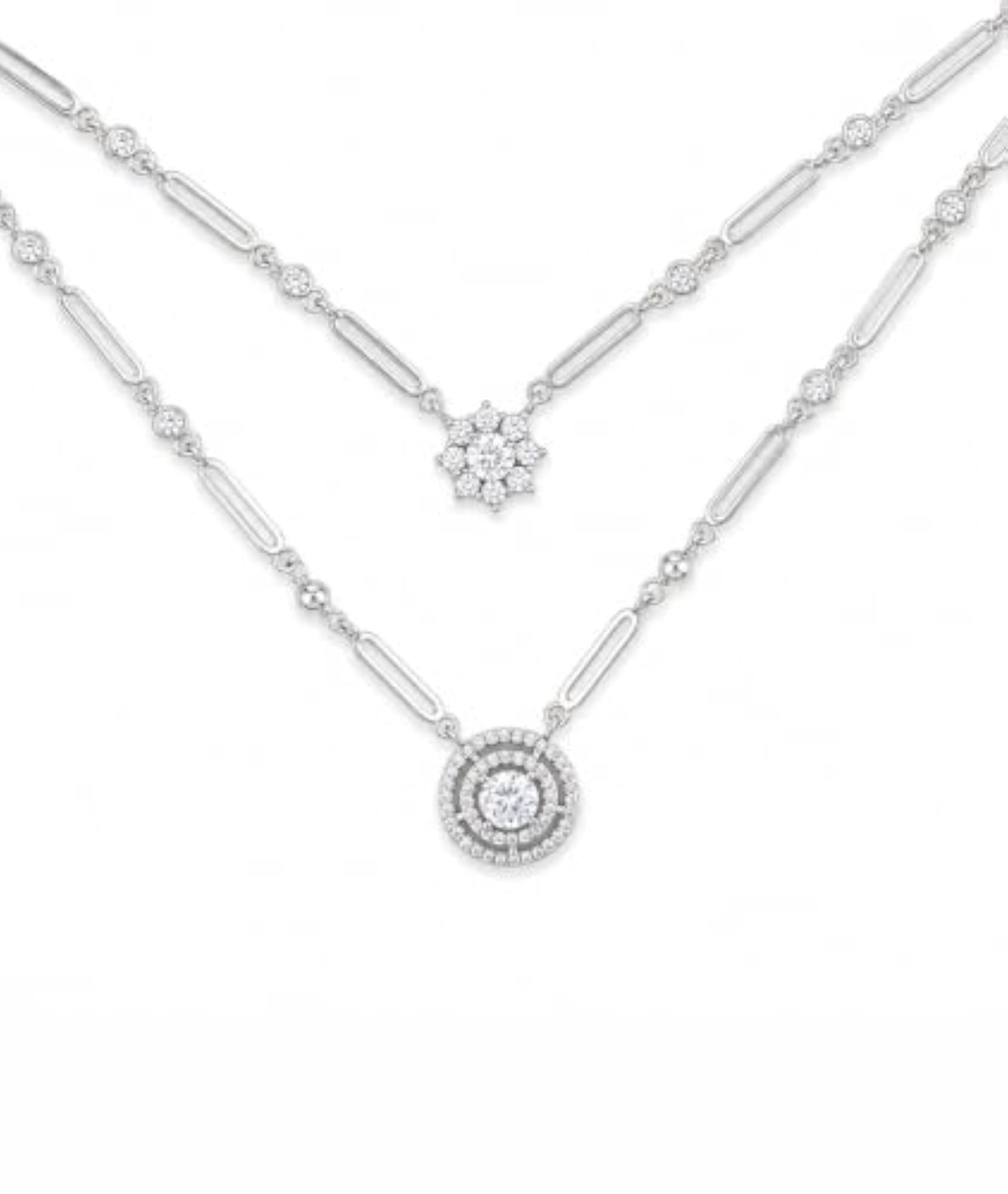Women's Sterling Silver 925 Layered Pendant Necklace